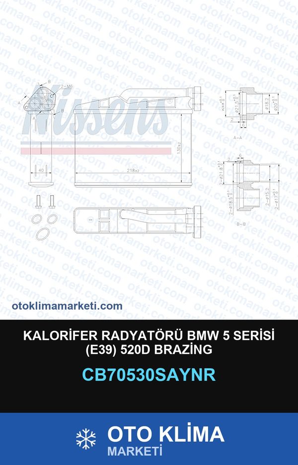 Kalorifer Radyatörü BMW 5 Serisi (E39) 520D Brazing — KALORİFER PETEĞİ — UNICORE marka — Uyumlu: BMW