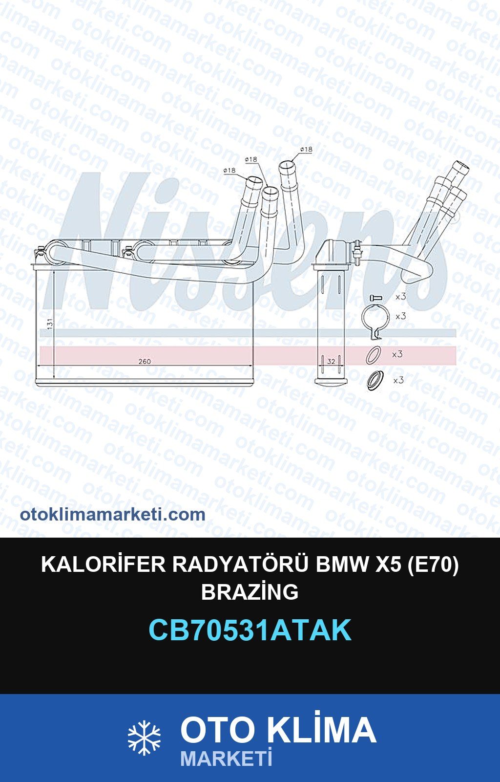 Kalorifer Radyatörü BMW X5 (E70) Brazing — KALORİFER PETEĞİ — VEKA marka — Uyumlu: BMW