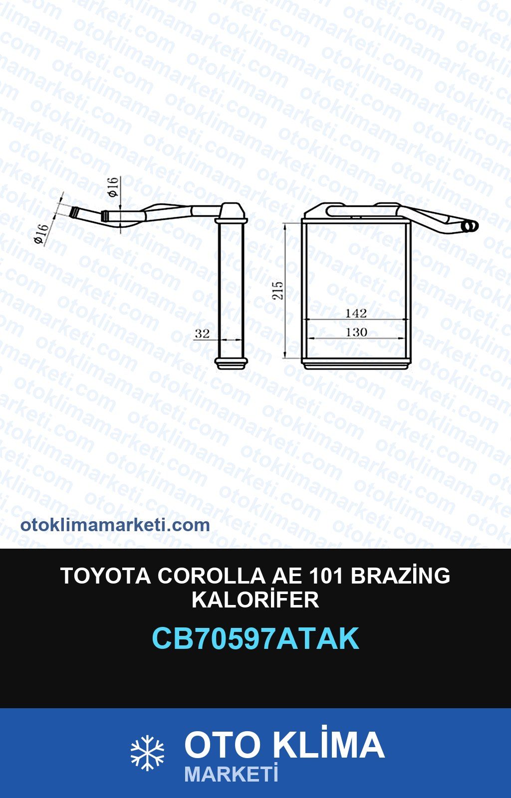 Toyota Corolla AE101 Brazing Kalorifer — KALORİFER PETEĞİ — VEKA marka — Uyumlu: TOYOTA