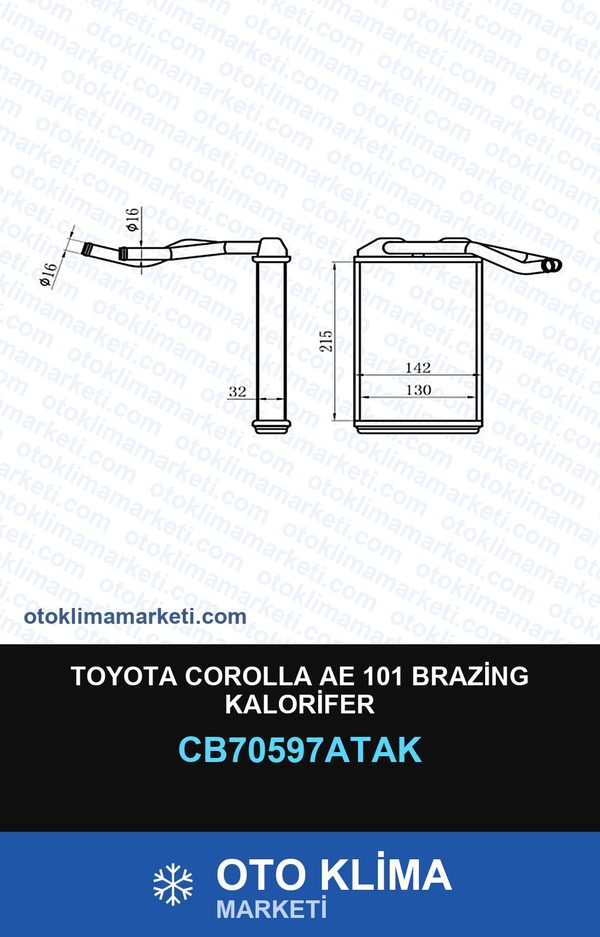 Toyota Corolla AE101 Brazing Kalorifer — KALORİFER PETEĞİ — VEKA marka — Uyumlu: TOYOTA