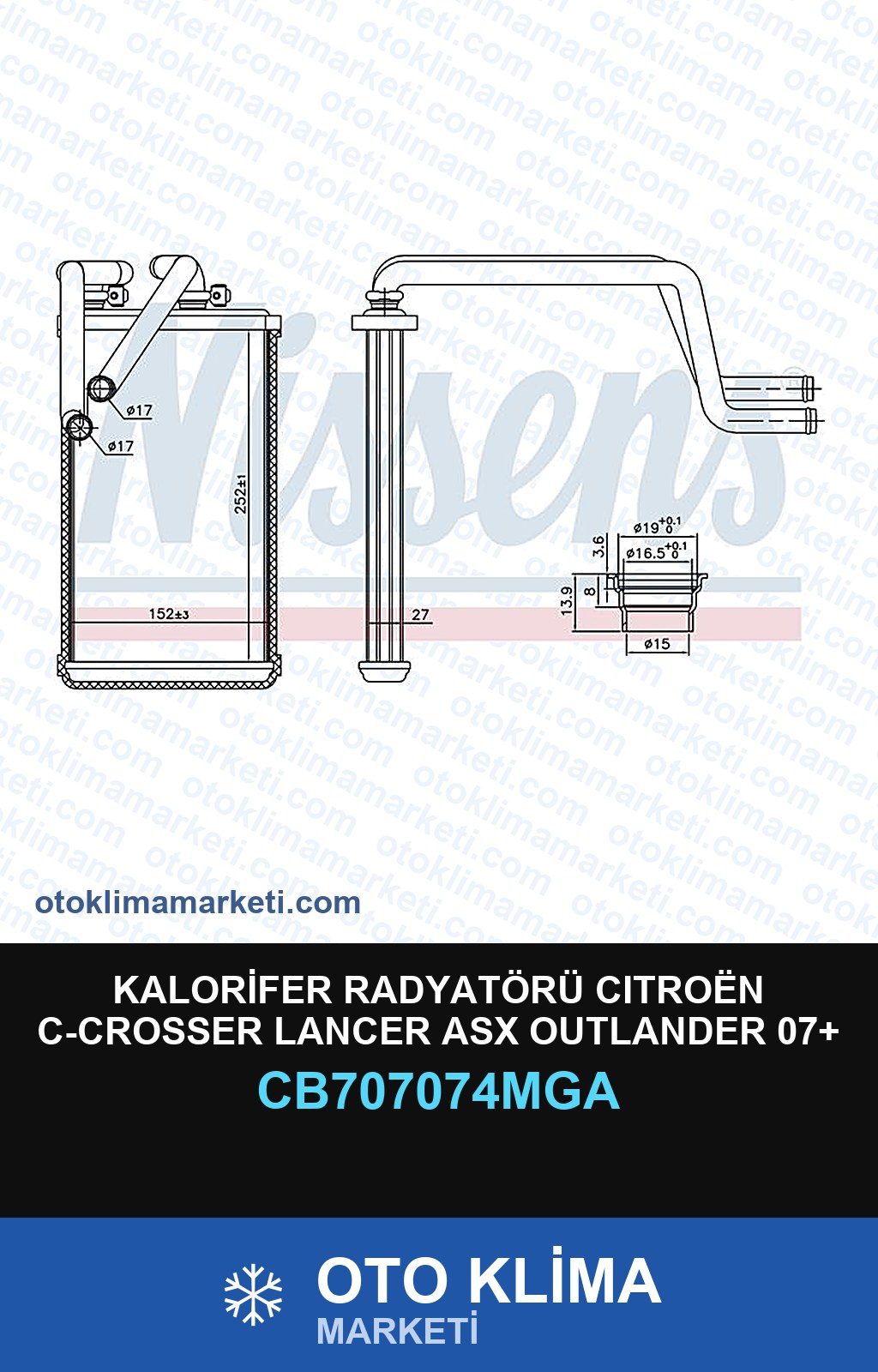 Kalorifer Radyatörü CıtroËN C-Crosser Lancer Asx Outlander 07+ — KALORİFER PETEĞİ — MGA marka