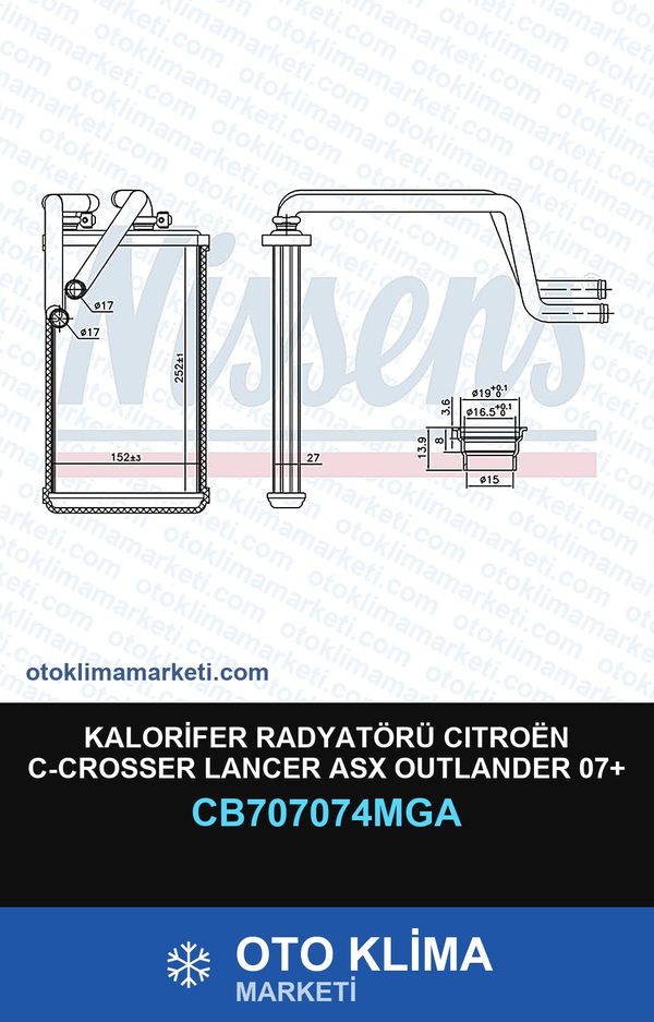 Kalorifer Radyatörü CıtroËN C-Crosser Lancer Asx Outlander 07+ — KALORİFER PETEĞİ — MGA marka