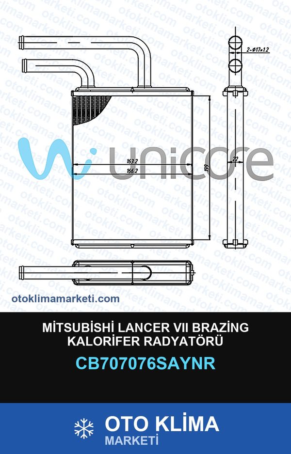 Mitsubishi Lancer VII (7) Brazing Kalorifer Radyatörü — KALORİFER PETEĞİ — UNICORE marka — Uyumlu: MITSUBISHI