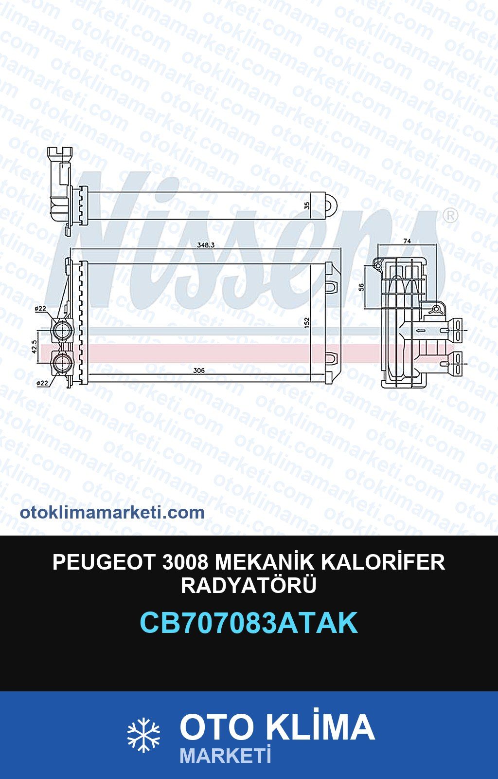 Peugeot 3008 Mekanik Kalorifer Radyatörü — KALORİFER PETEĞİ — VEKA marka — Uyumlu: PEUGEOT