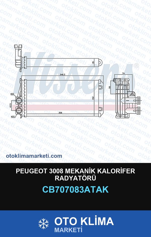 Peugeot 3008 Mekanik Kalorifer Radyatörü — KALORİFER PETEĞİ — VEKA marka — Uyumlu: PEUGEOT