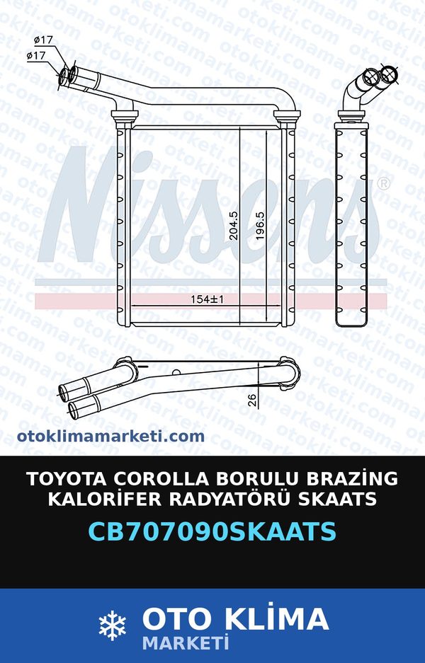 Toyota Corolla Borulu Brazing Kalorifer Radyatörü Skaats — KALORİFER PETEĞİ — SKAATS marka — Uyumlu: TOYOTA