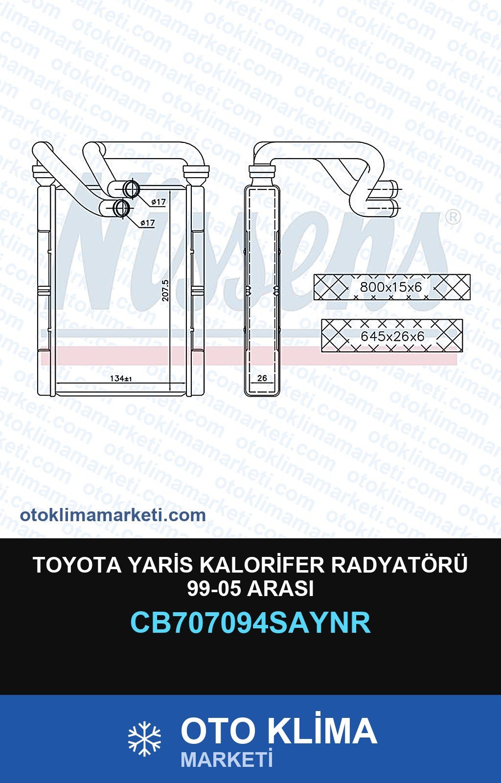 Toyota Yaris Kalorifer Radyatörü 99-05 Arası — KALORİFER PETEĞİ — UNICORE marka — Uyumlu: TOYOTA