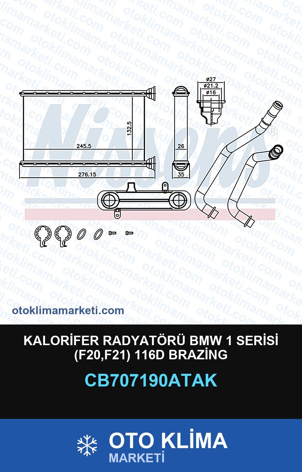 Kalorifer Radyatörü BMW 1 Serisi (F20,F21) 116D Brazing — KALORİFER PETEĞİ — VEKA marka — Uyumlu: BMW