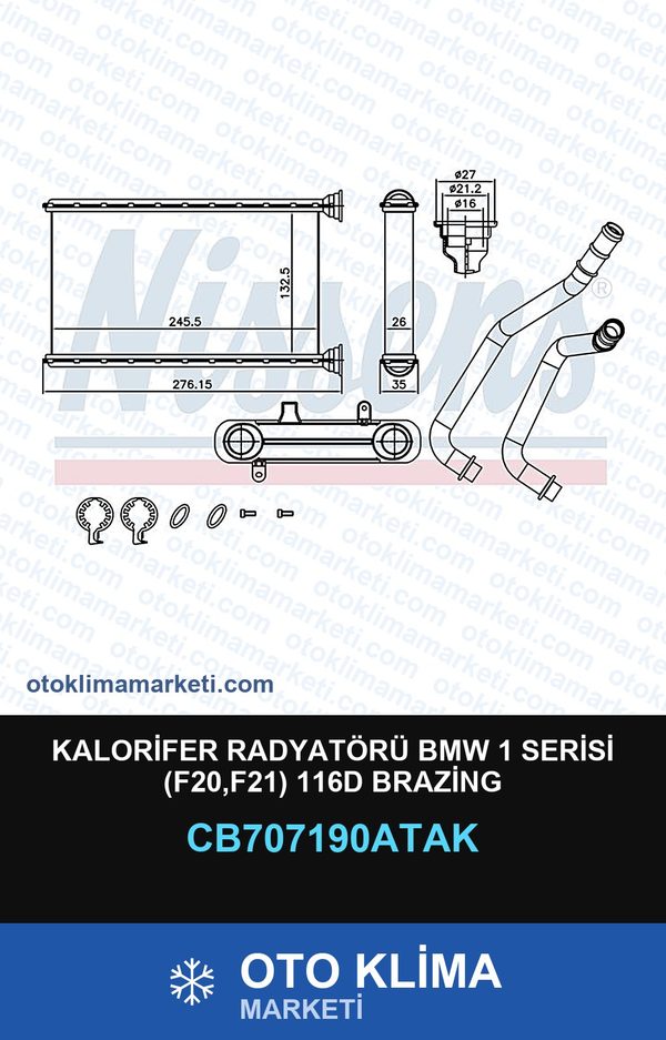Kalorifer Radyatörü BMW 1 Serisi (F20,F21) 116D Brazing — KALORİFER PETEĞİ — VEKA marka — Uyumlu: BMW