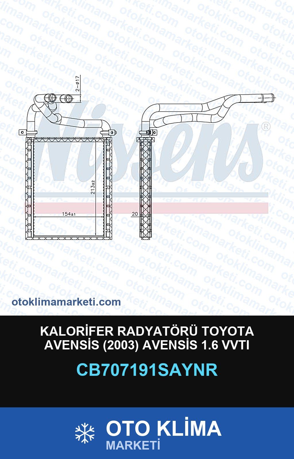 Kalorifer Radyatörü Toyota Avensis (2003) Avensis 1.6 Vvtı — KALORİFER PETEĞİ — UNICORE marka — Uyumlu: TOYOTA