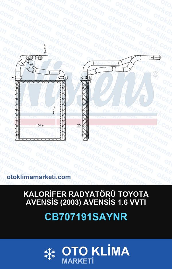Kalorifer Radyatörü Toyota Avensis (2003) Avensis 1.6 Vvtı — KALORİFER PETEĞİ — UNICORE marka — Uyumlu: TOYOTA