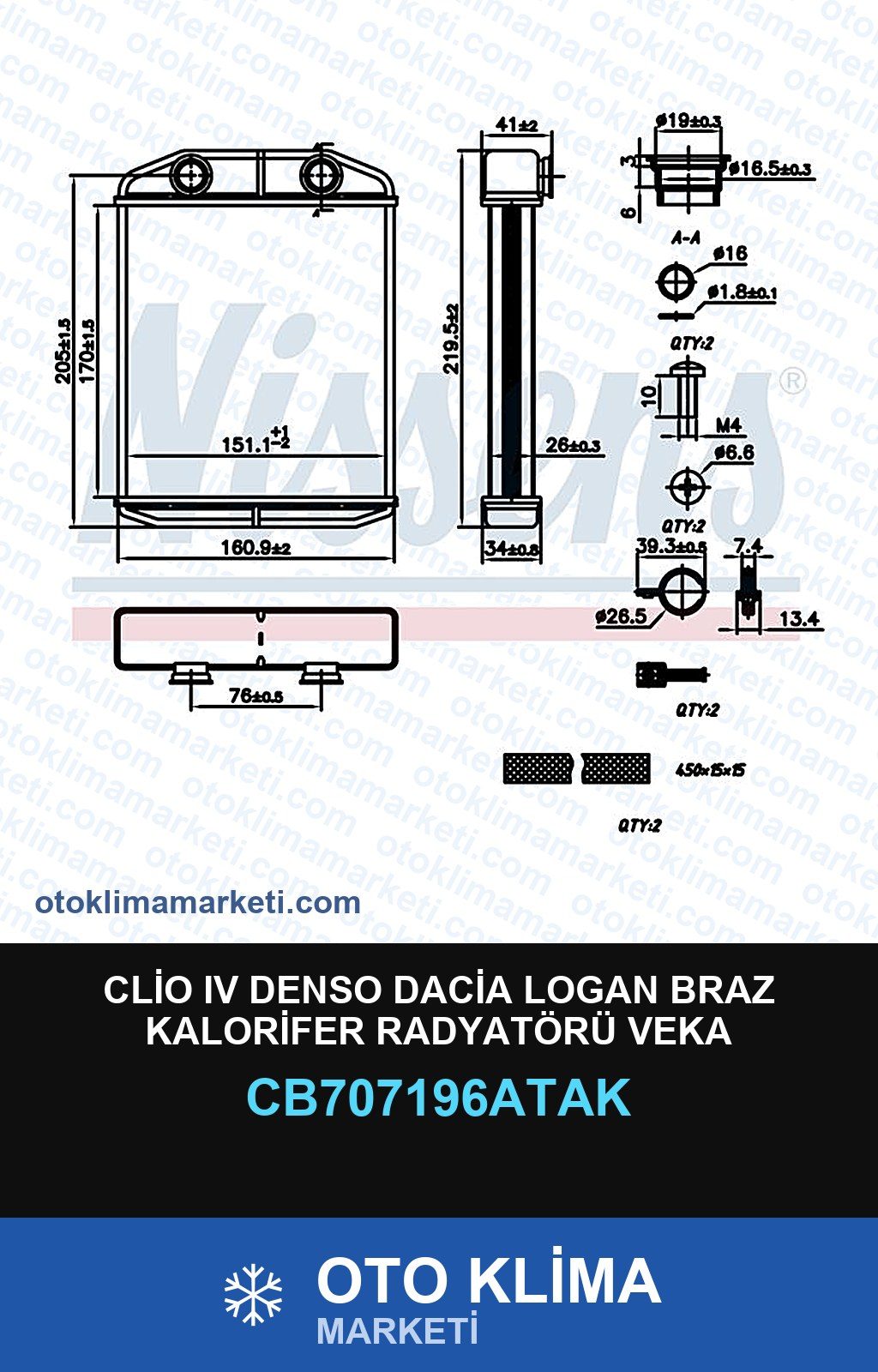 Clio IV (4) Denso Dacia Logan Braz Kalorifer Radyatörü Veka — KALORİFER PETEĞİ — VEKA marka — Uyumlu: DACIA