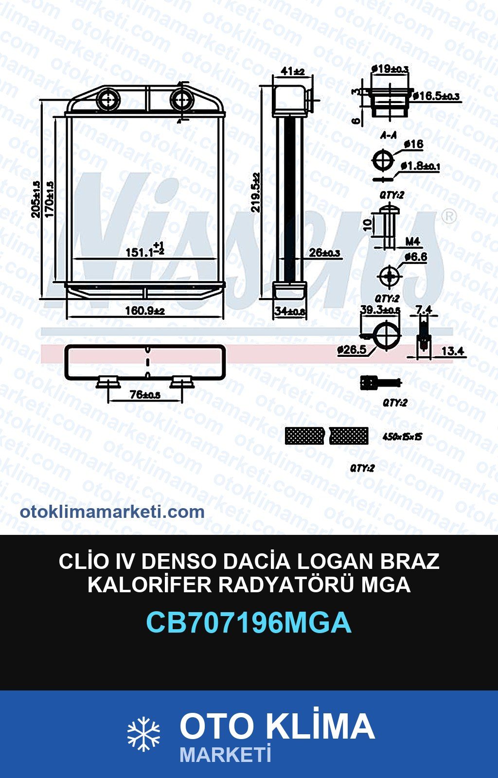 Clio IV (4) Denso Dacia Logan Braz Kalorifer Radyatörü Mga — KALORİFER PETEĞİ — MGA marka — Uyumlu: DACIA