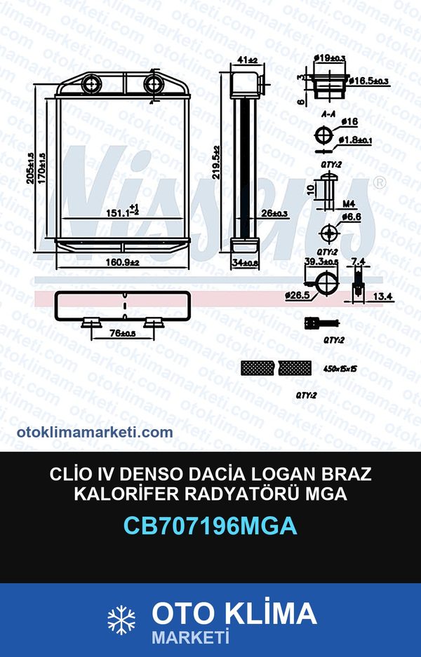 Clio IV (4) Denso Dacia Logan Braz Kalorifer Radyatörü Mga — KALORİFER PETEĞİ — MGA marka — Uyumlu: DACIA