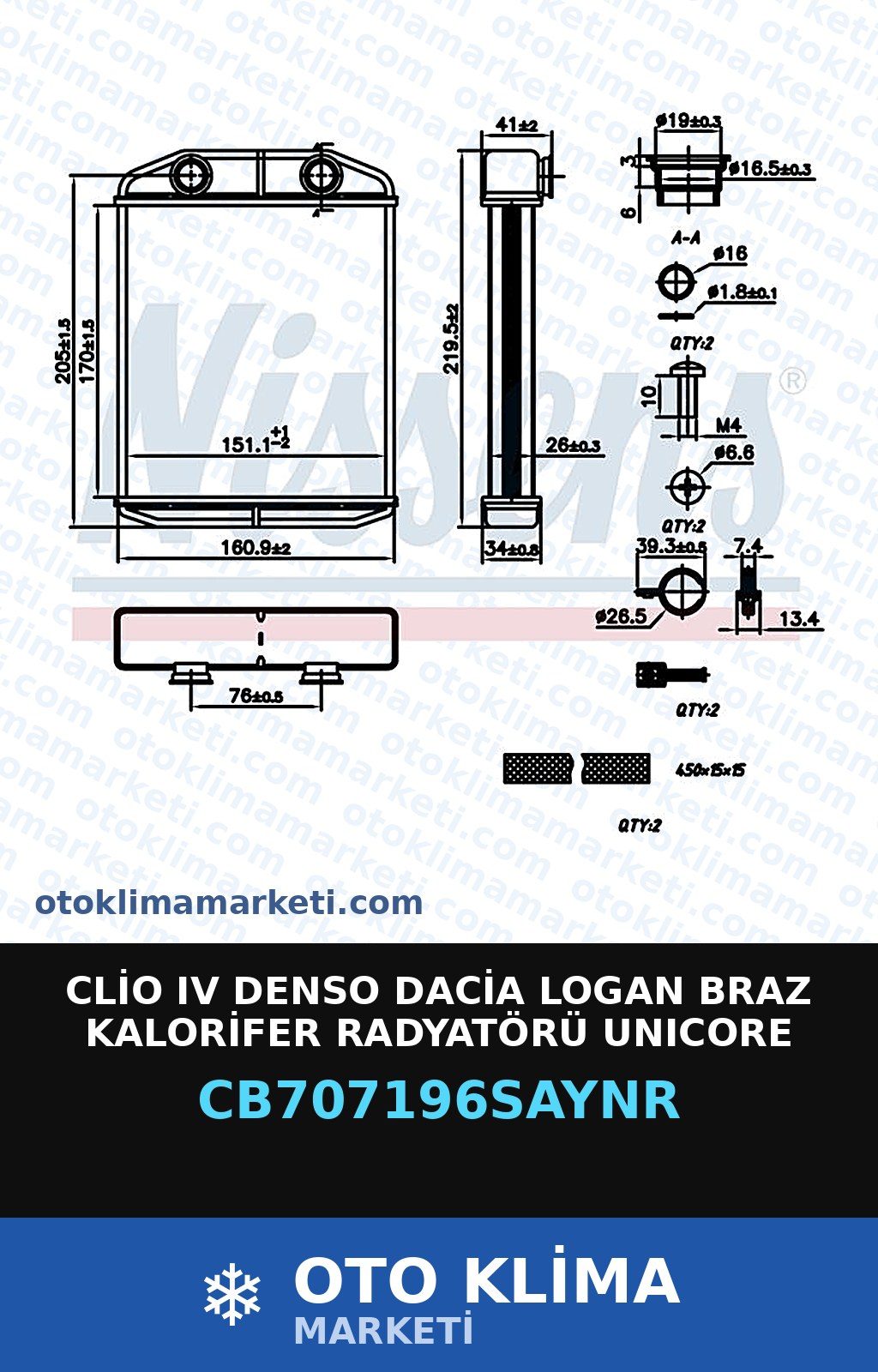 Clio IV (4) Denso Dacia Logan Braz Kalorifer Radyatörü Unicore — KALORİFER PETEĞİ — UNICORE marka — Uyumlu: DACIA