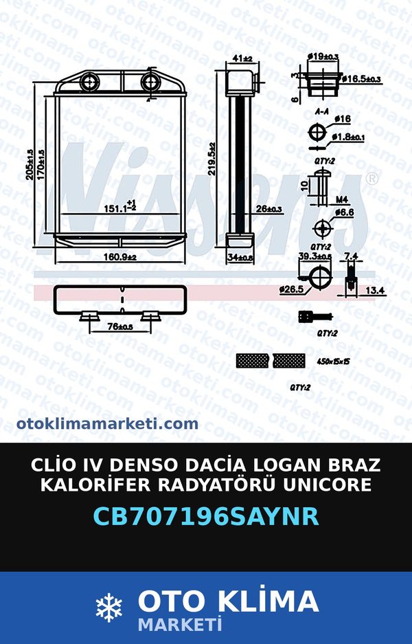 Clio IV (4) Denso Dacia Logan Braz Kalorifer Radyatörü Unicore — KALORİFER PETEĞİ — UNICORE marka — Uyumlu: DACIA