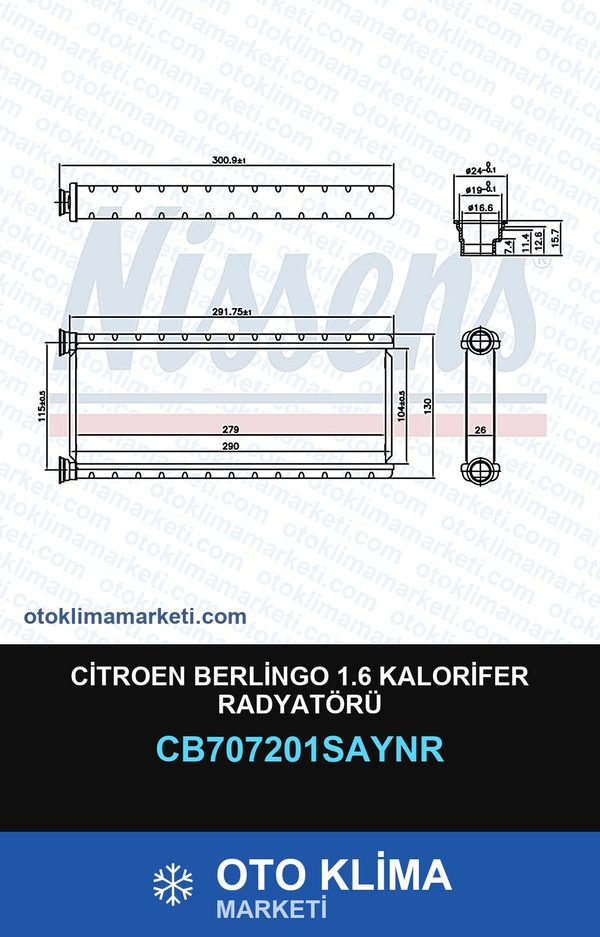 Citroen Berlingo 1.6 Kalorifer Radyatörü — KALORİFER PETEĞİ — UNICORE marka — Uyumlu: CITROEN