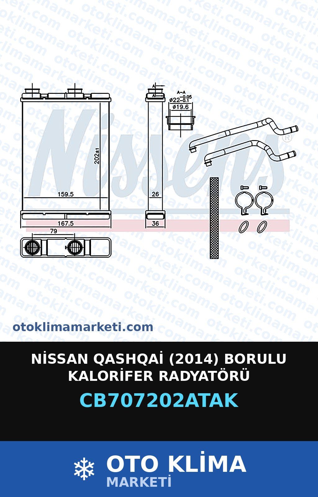 Nissan Qashqai (2014) Borulu Kalorifer Radyatörü — KALORİFER PETEĞİ — VEKA marka — Uyumlu: NISSAN