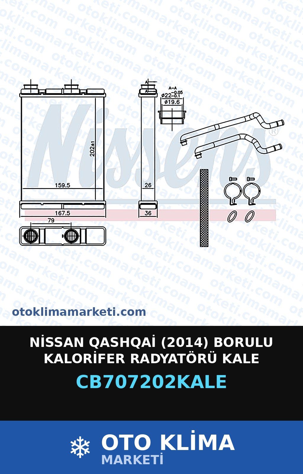 Nissan Qashqai (2014) Borulu Kalorifer Radyatörü Kale — KALORİFER PETEĞİ — KALE marka — Uyumlu: NISSAN