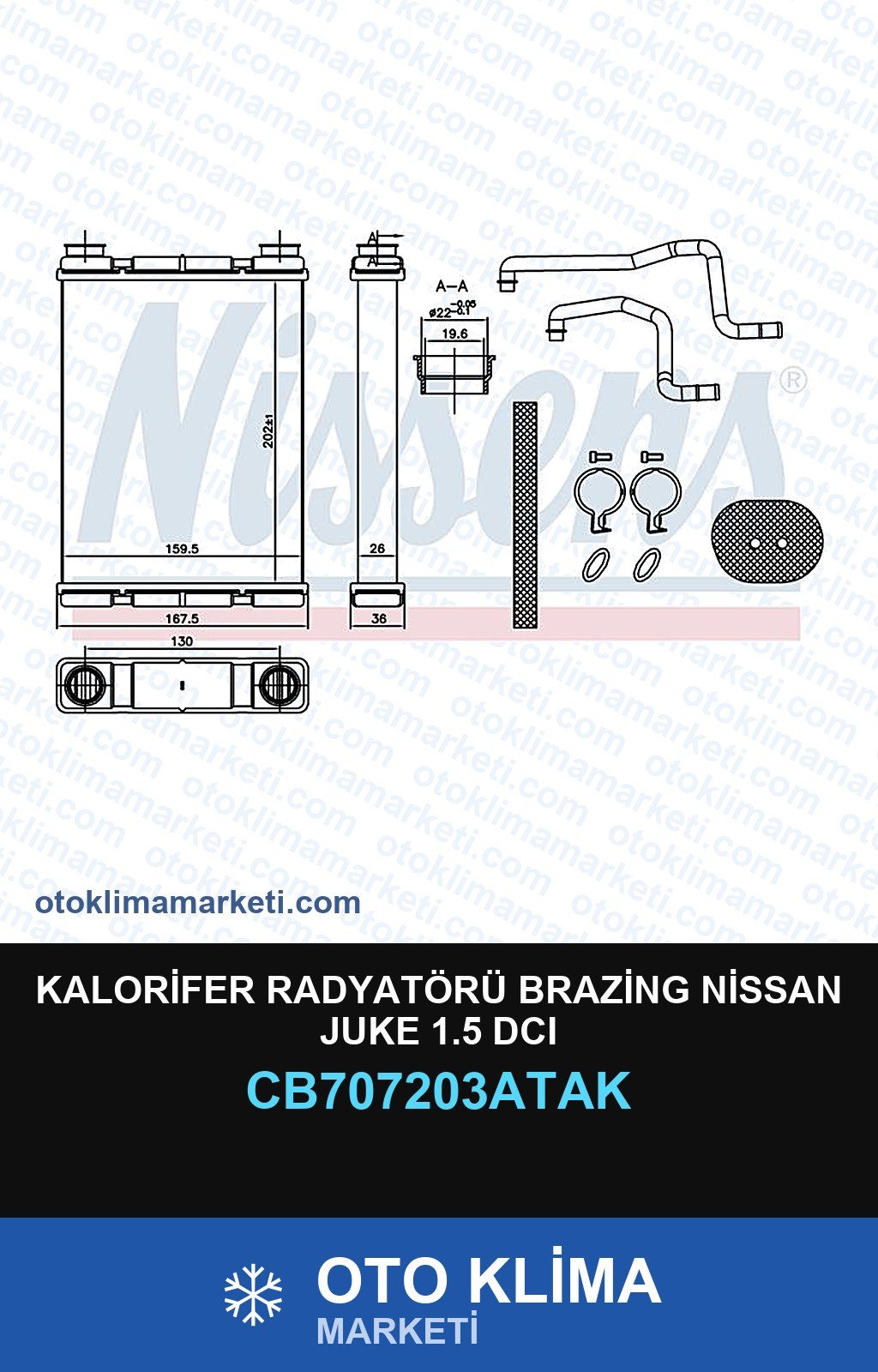 Kalorifer Radyatörü Brazing Nissan Juke 1.5 DCI — KALORİFER PETEĞİ — VEKA marka — Uyumlu: NISSAN