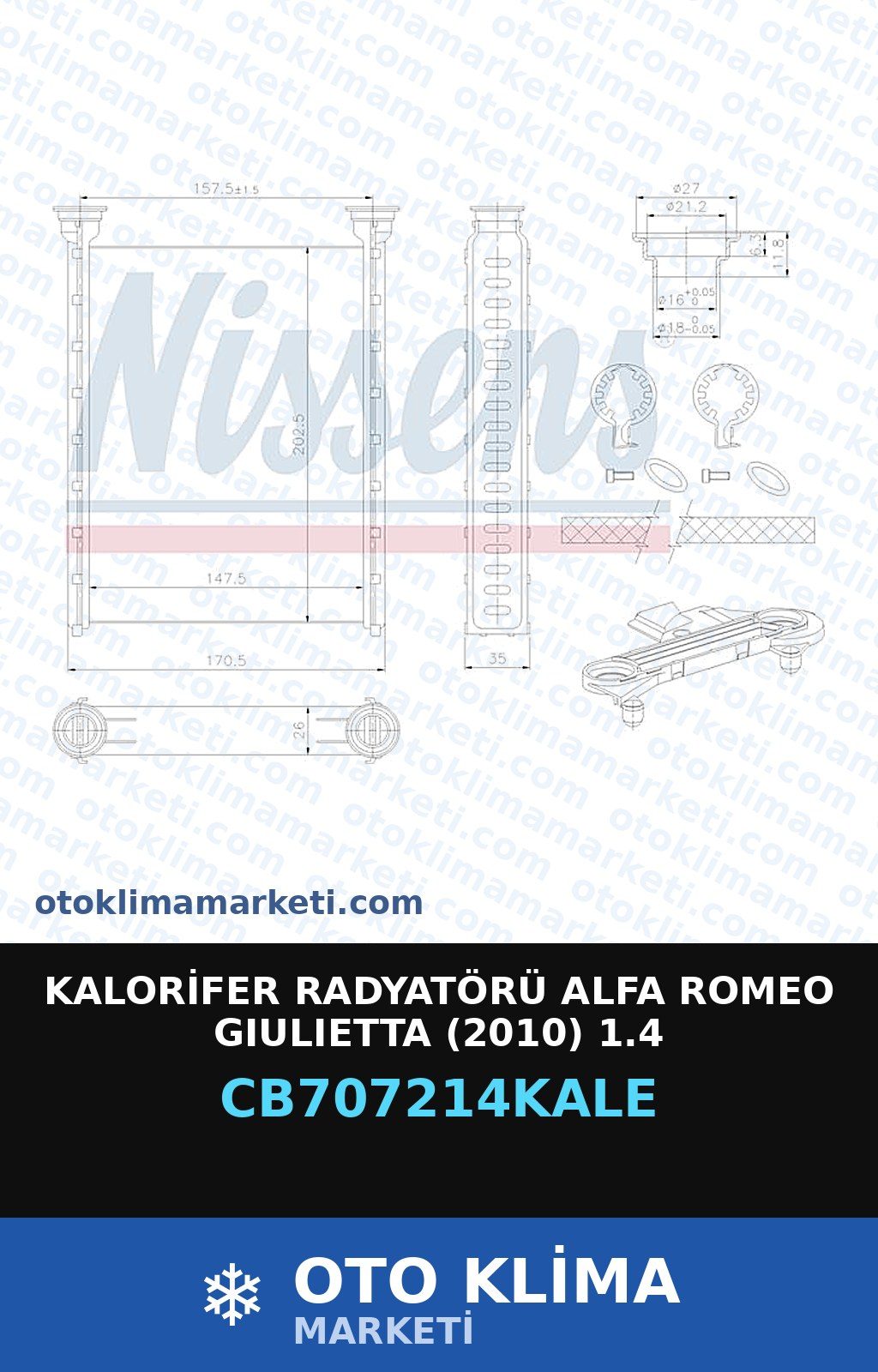 Kalorifer Radyatörü Alfa Romeo Giulietta (2010) 1.4 — KALORİFER PETEĞİ — KALE marka — Uyumlu: ALFA ROMEO