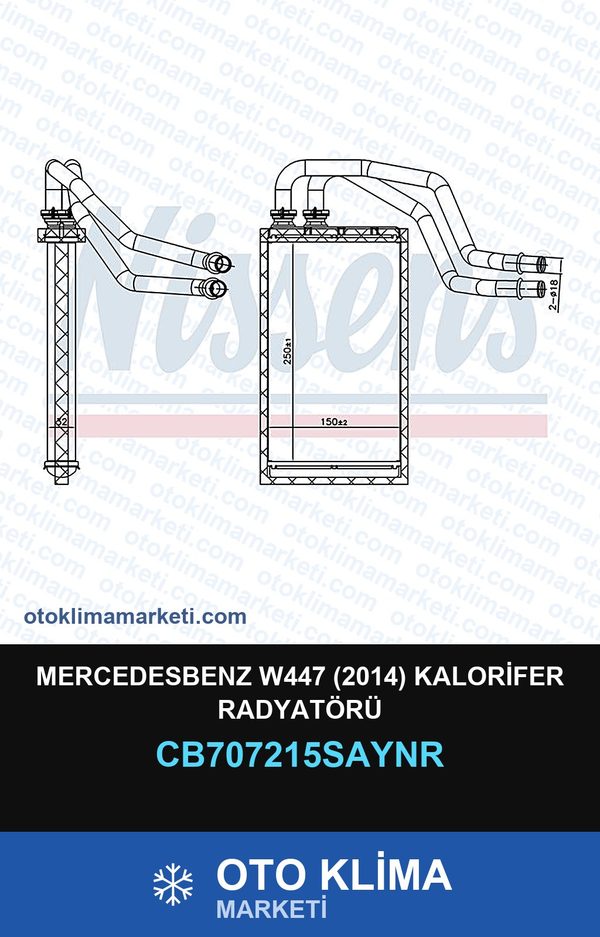 Mercedesbenz W447 (2014) Kalorifer Radyatörü — KALORİFER PETEĞİ — UNICORE marka — Uyumlu: MERCEDES BENZ