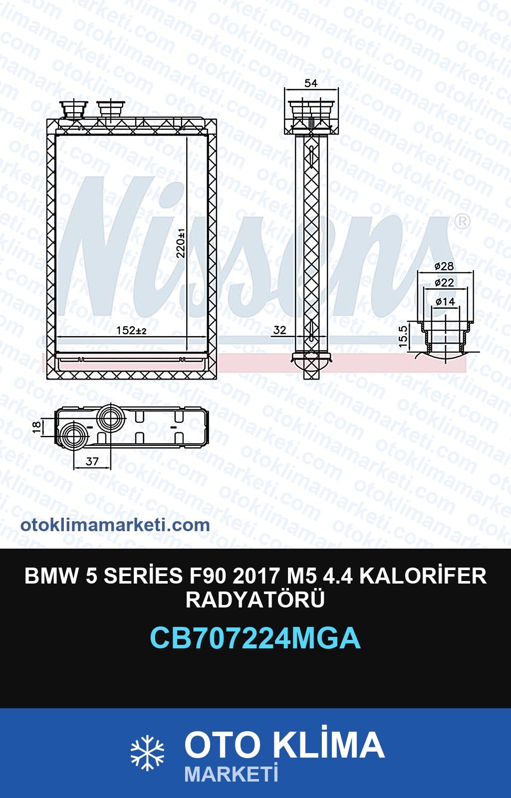 BMW 5 Series F90 2017 M5 4.4 Kalorifer Radyatörü — KALORİFER PETEĞİ — MGA marka — Uyumlu: BMW