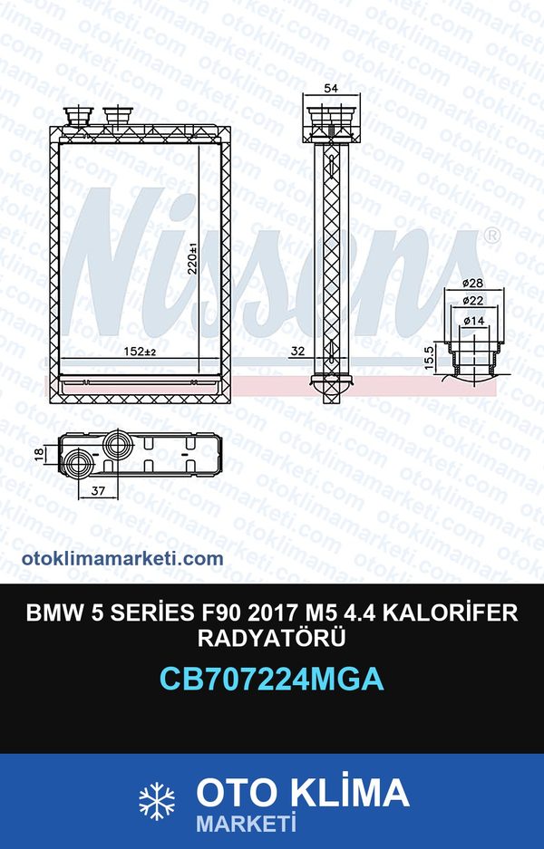 BMW 5 Series F90 2017 M5 4.4 Kalorifer Radyatörü — KALORİFER PETEĞİ — MGA marka — Uyumlu: BMW