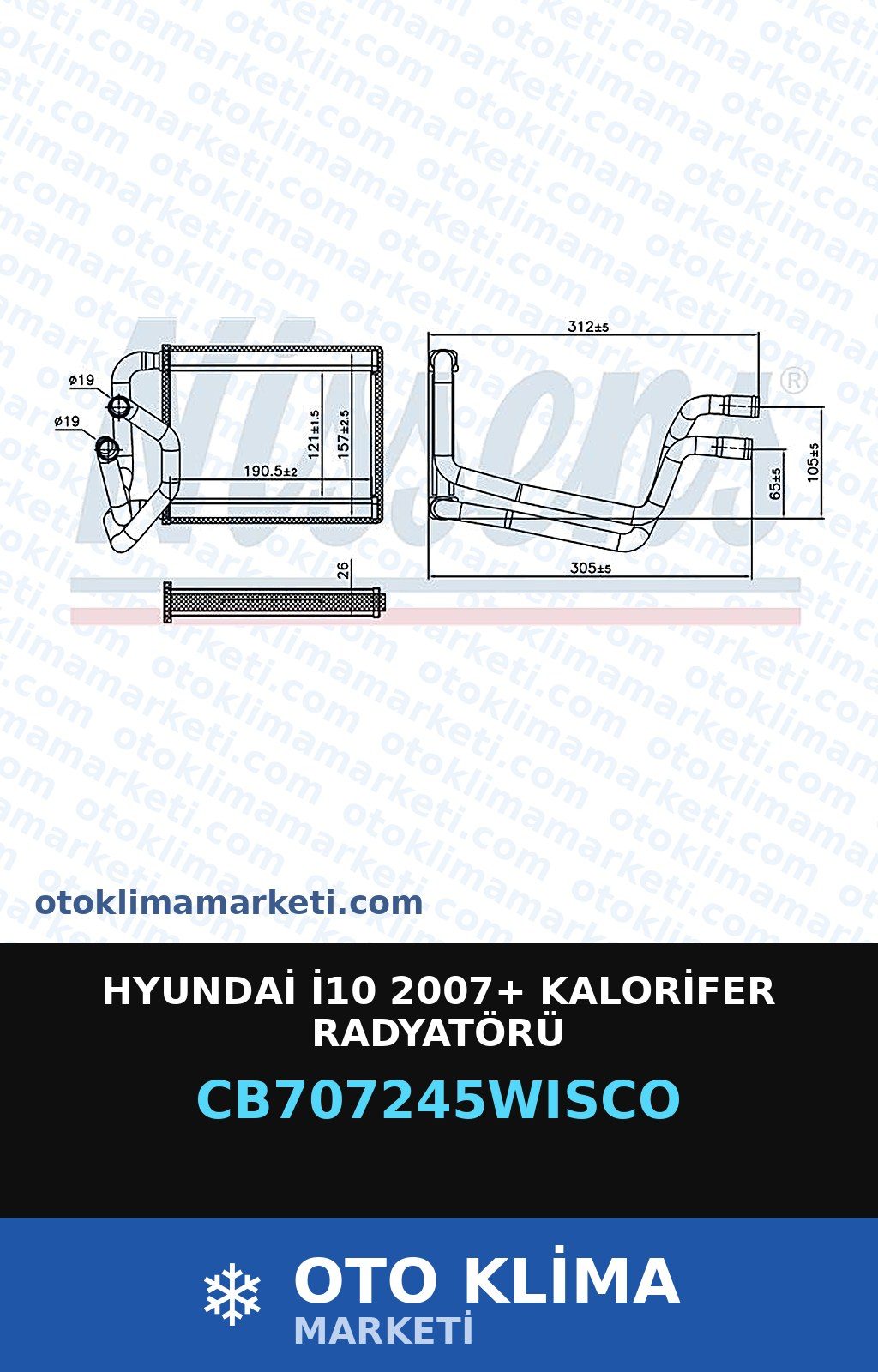 Hyundai İ10 2007+ Kalorifer Radyatörü — KALORİFER PETEĞİ — WISCO marka — Uyumlu: HYUNDAI