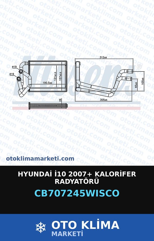 Hyundai İ10 2007+ Kalorifer Radyatörü — KALORİFER PETEĞİ — WISCO marka — Uyumlu: HYUNDAI