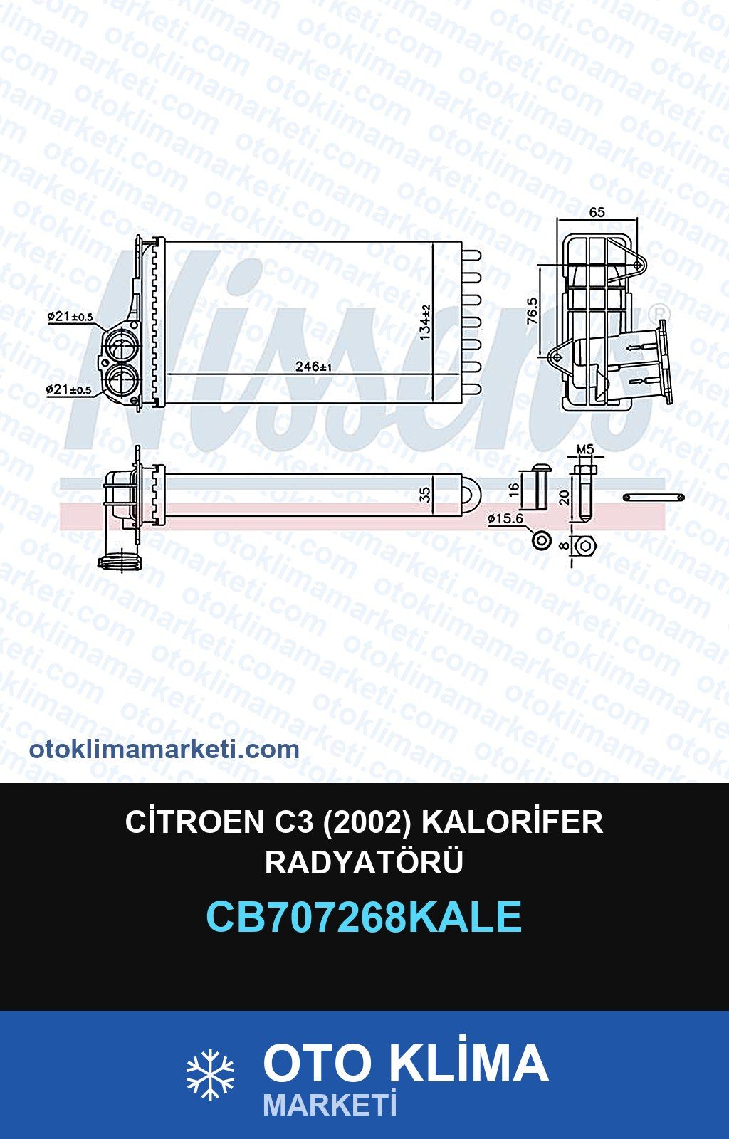 Citroen C3 (2002) Kalorifer Radyatörü — KALORİFER PETEĞİ — KALE marka — Uyumlu: CITROEN