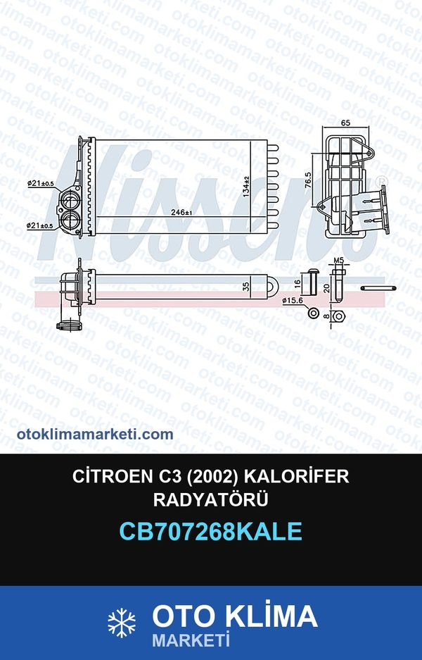 Citroen C3 (2002) Kalorifer Radyatörü — KALORİFER PETEĞİ — KALE marka — Uyumlu: CITROEN