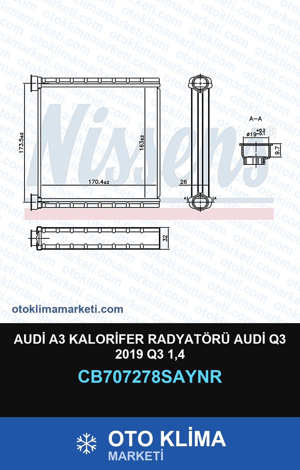 Audi A3 Kalorifer Radyatörü Audi Q3 2019 Q3 1,4 — KALORİFER PETEĞİ — UNICORE marka — Uyumlu: AUDI