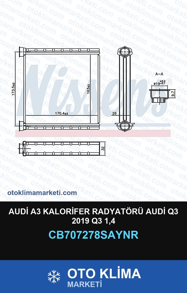 Audi A3 Kalorifer Radyatörü Audi Q3 2019 Q3 1,4 — KALORİFER PETEĞİ — UNICORE marka — Uyumlu: AUDI