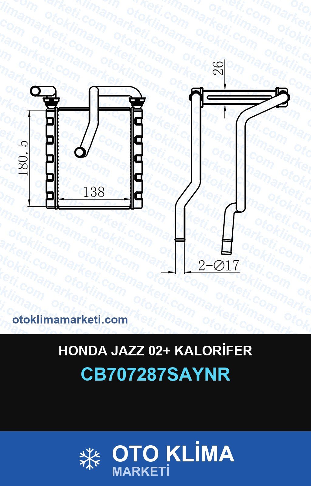 Honda Jazz 02+ Kalorifer — KALORİFER PETEĞİ — UNICORE marka — Uyumlu: HONDA