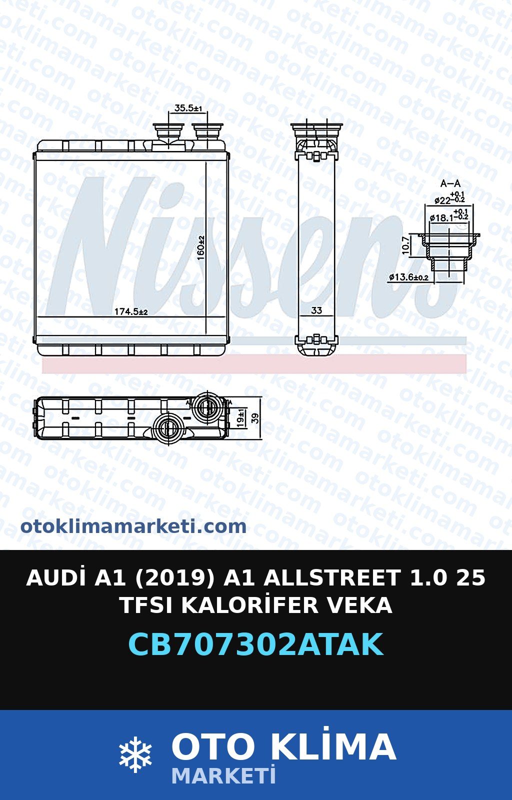 Audi A1 (2019) A1 Allstreet 1.0 25 TFSI Kalorifer Veka — KALORİFER PETEĞİ — VEKA marka — Uyumlu: AUDI