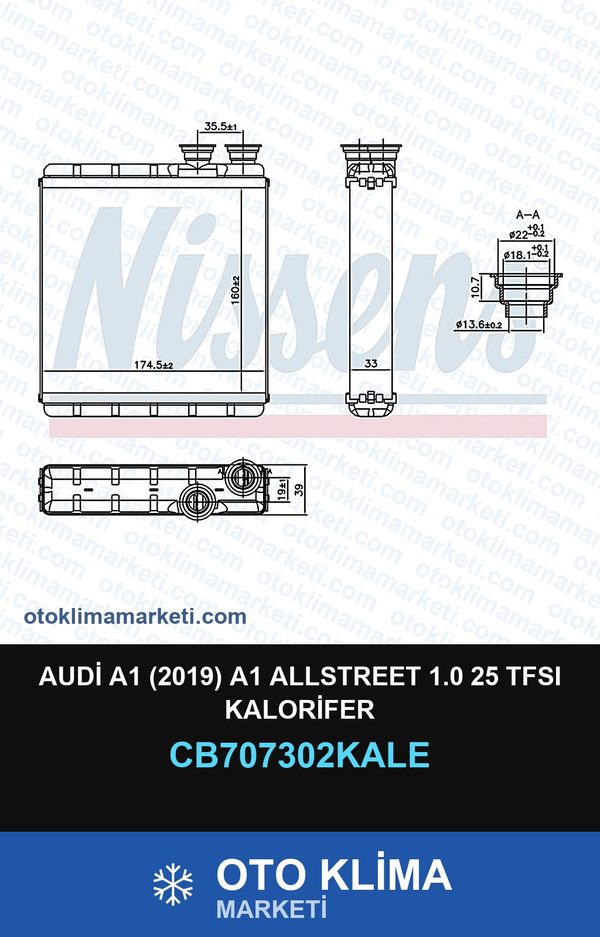 Audi A1 (2019) A1 Allstreet 1.0 25 TFSI Kalorifer — KALORİFER PETEĞİ — KALE marka — Uyumlu: AUDI