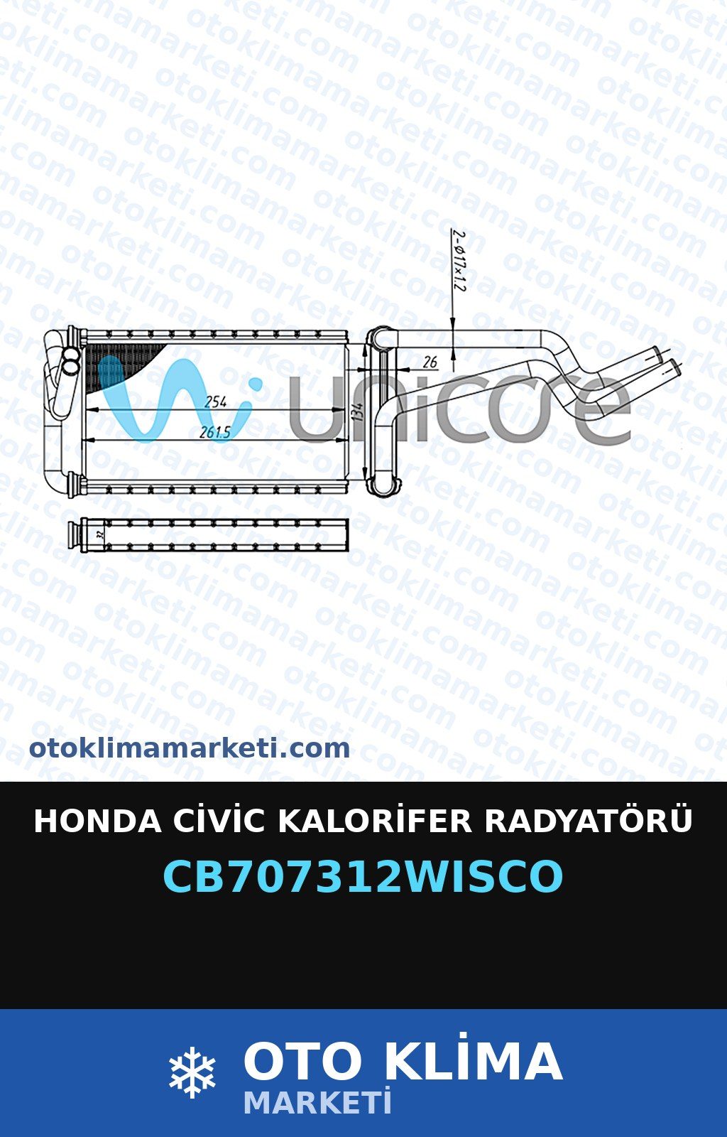 Honda Civic Kalorifer Radyatörü — KALORİFER PETEĞİ — WISCO marka — Uyumlu: HONDA
