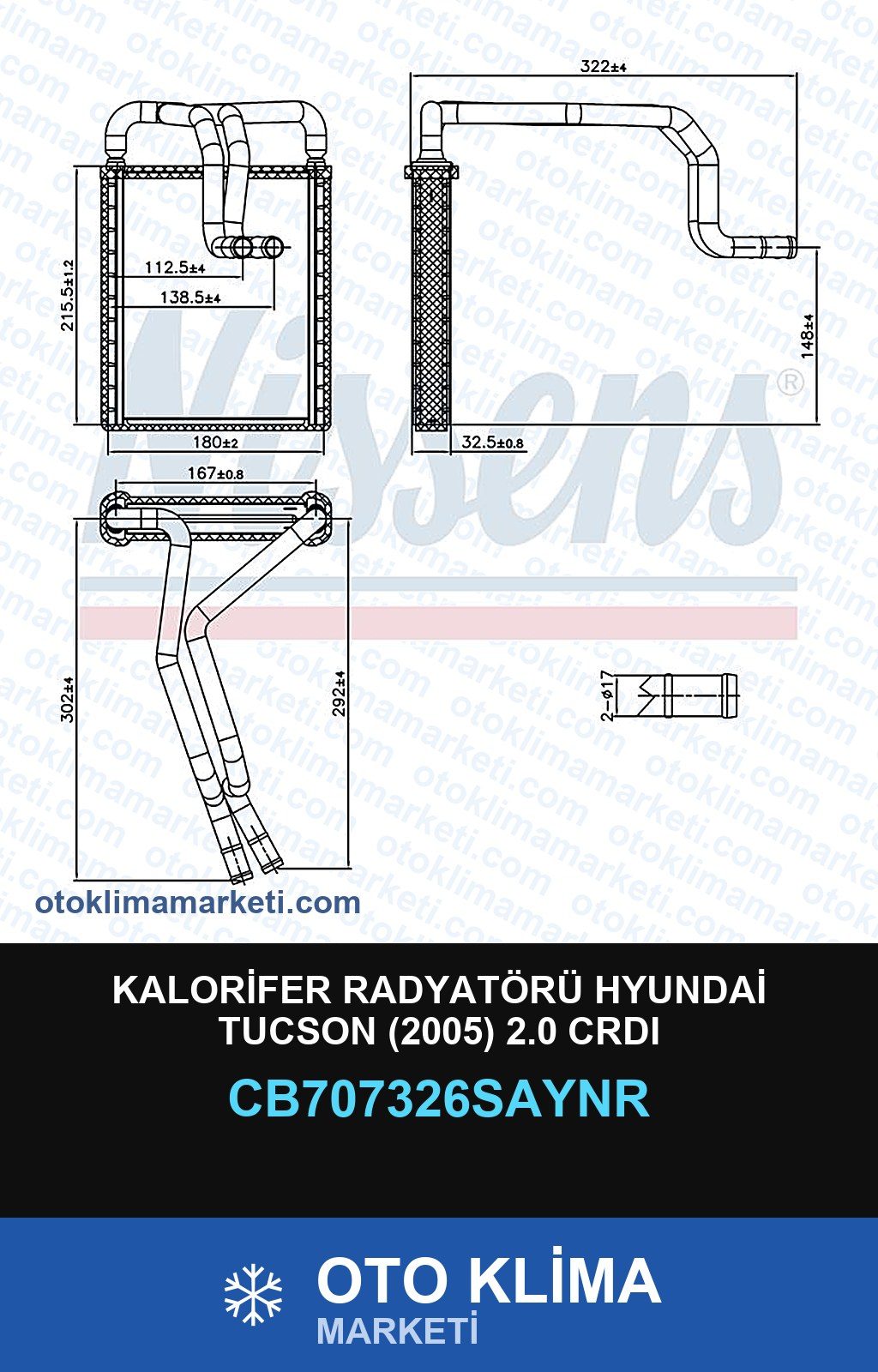 Kalorifer Radyatörü Hyundai Tucson (2005) 2.0 CRDI — KALORİFER PETEĞİ — UNICORE marka — Uyumlu: HYUNDAI