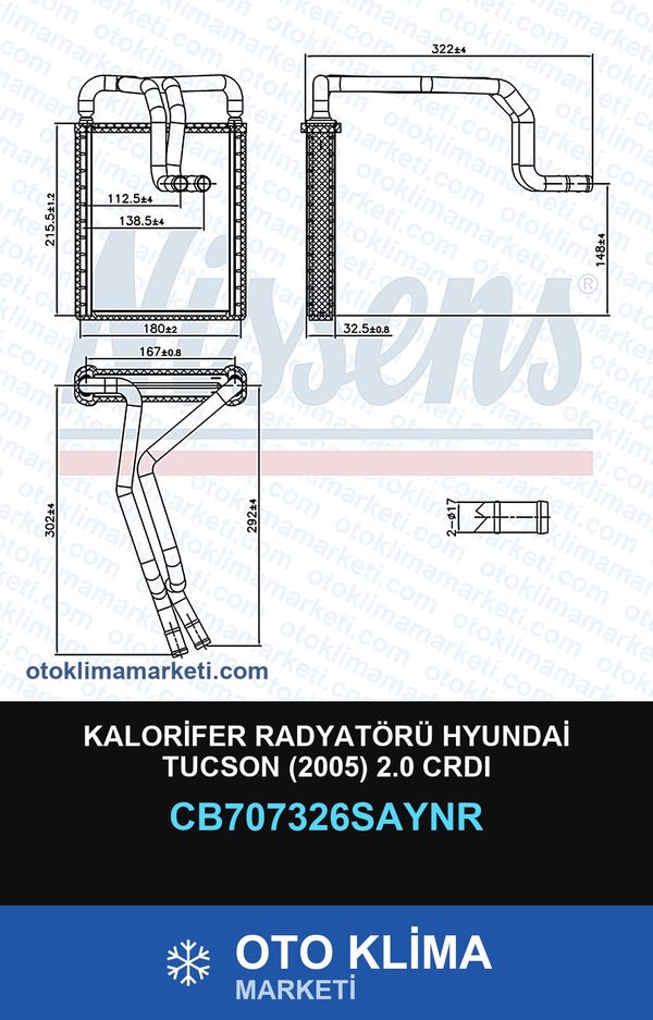 Kalorifer Radyatörü Hyundai Tucson (2005) 2.0 CRDI — KALORİFER PETEĞİ — UNICORE marka — Uyumlu: HYUNDAI