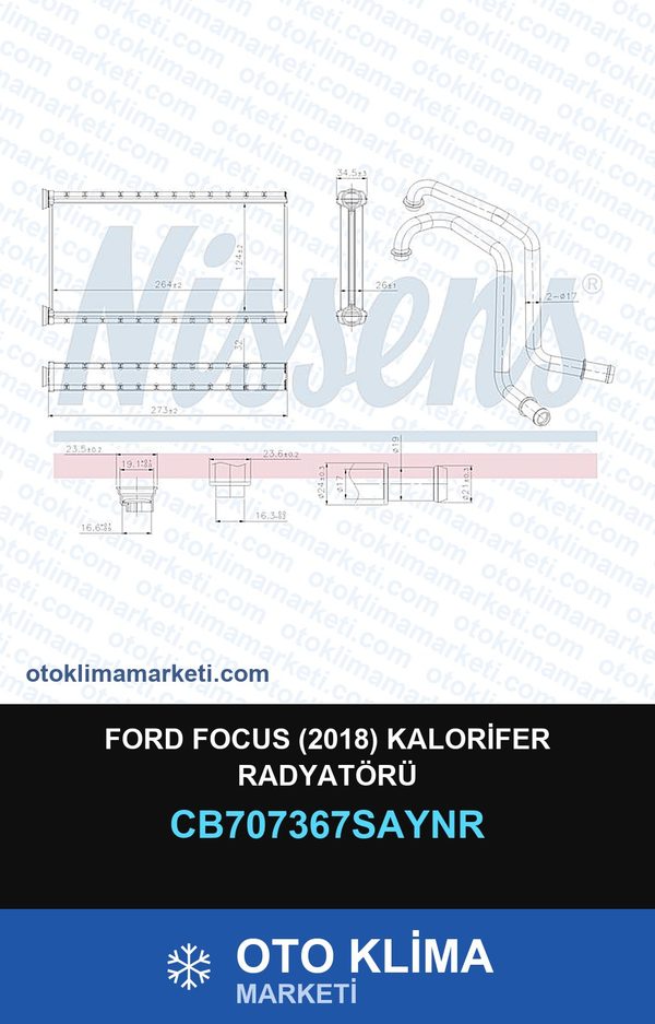 Ford Focus (2018) Kalorifer Radyatörü — KALORİFER PETEĞİ — UNICORE marka — Uyumlu: FORD