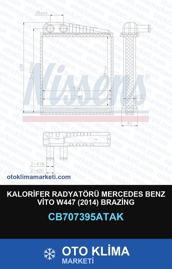 Kalorifer Radyatörü Mercedes Benz Vito W447 (2014) Brazing — KALORİFER PETEĞİ — VEKA marka — Uyumlu: MERCEDES BENZ