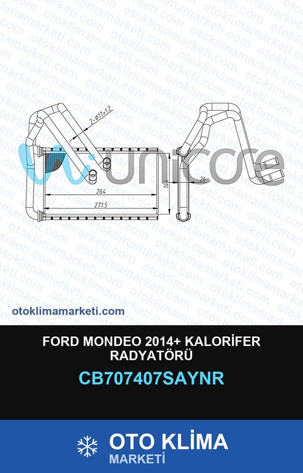 Ford Mondeo 2014+ Kalorifer Radyatörü — KALORİFER PETEĞİ — UNICORE marka — Uyumlu: FORD