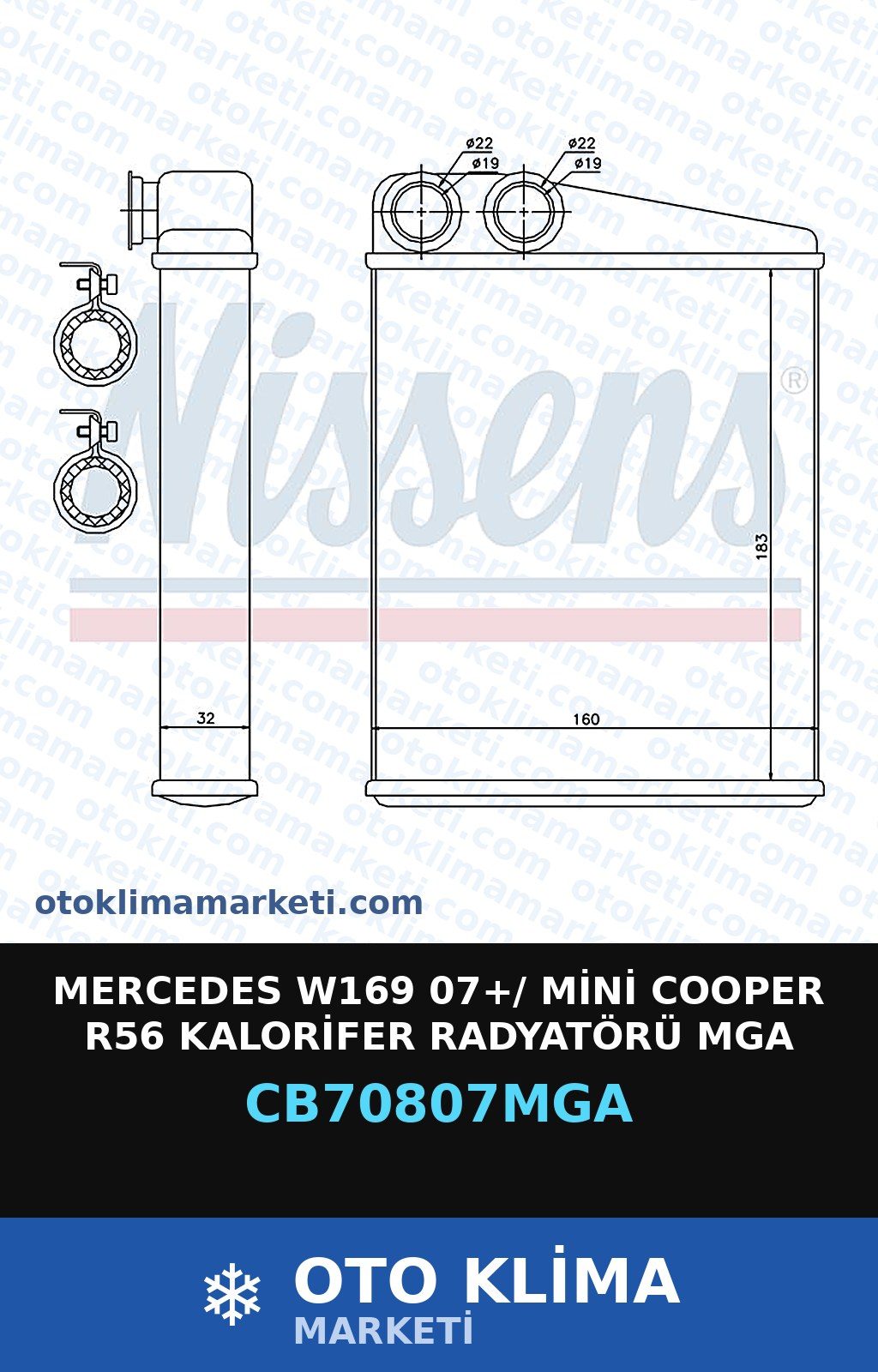 Mercedes W169 07+/ Mini Cooper R56 Kalorifer Radyatörü Mga — KALORİFER PETEĞİ — MGA marka — Uyumlu: MERCEDES BENZ, MINI