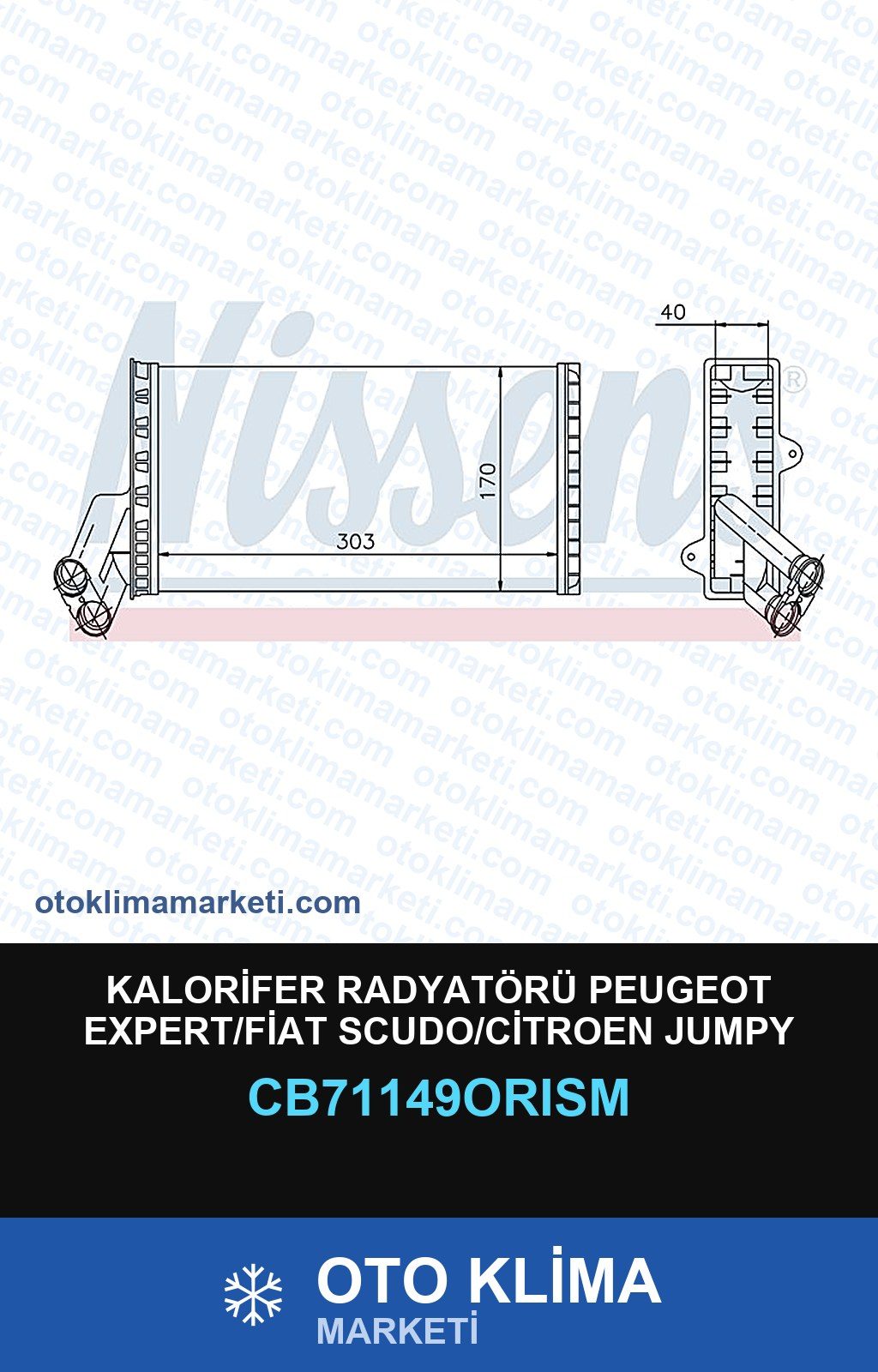 Kalorifer Radyatörü Peugeot Expert/Fiat Scudo/Citroen Jumpy Oris — KALORİFER PETEĞİ — ORİS marka — Uyumlu: CITROEN, FIAT, PEUGEOT