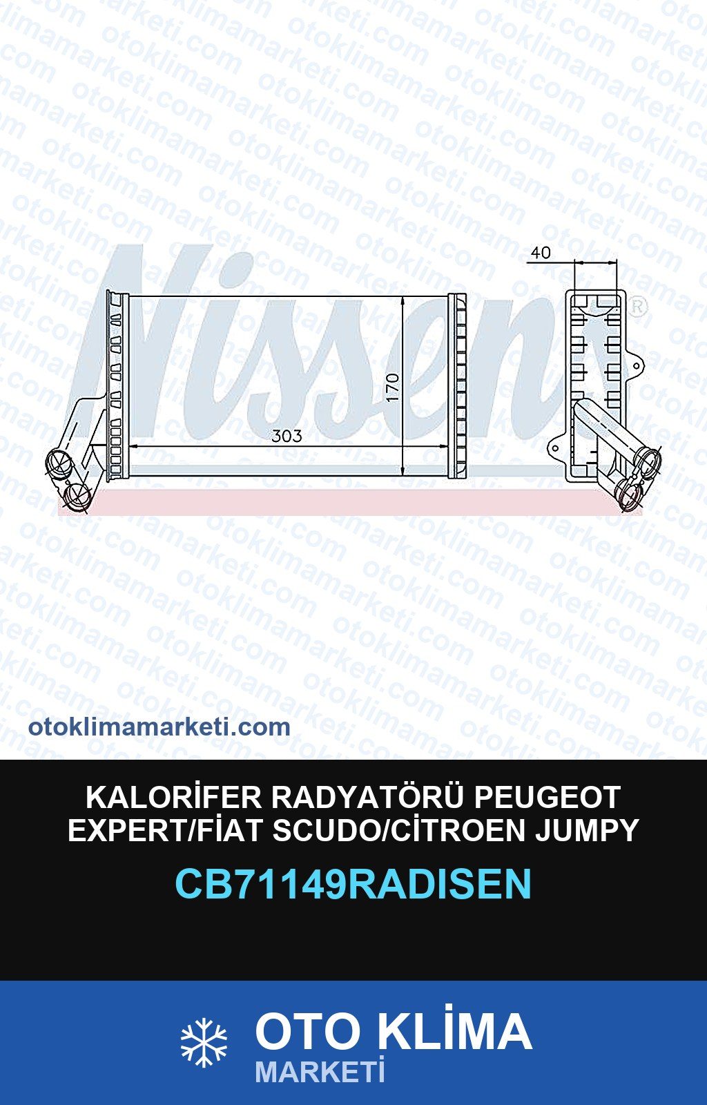 Kalorifer Radyatörü Peugeot Expert/Fiat Scudo/Citroen Jumpy Radisen — KALORİFER PETEĞİ — RADİSEN marka — Uyumlu: CITROEN, FIAT, PEUGEOT