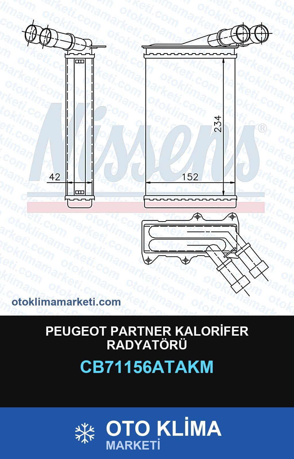 Peugeot Partner Kalorifer Radyatörü — KALORİFER PETEĞİ — VEKA marka — Uyumlu: PEUGEOT