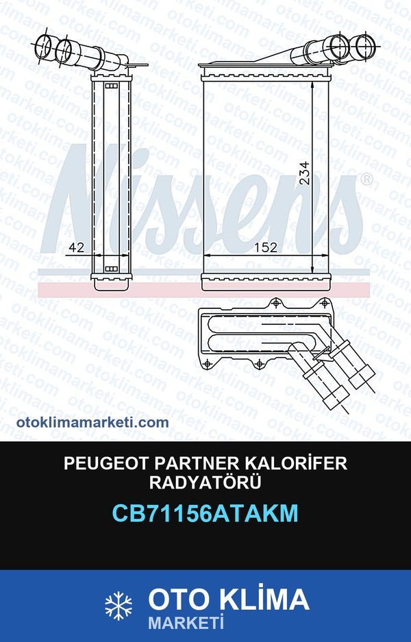 Peugeot Partner Kalorifer Radyatörü — KALORİFER PETEĞİ — VEKA marka — Uyumlu: PEUGEOT