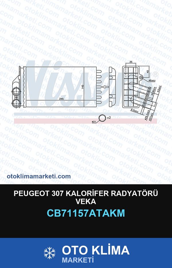 Peugeot 307 Kalorifer Radyatörü Veka — KALORİFER PETEĞİ — VEKA marka — Uyumlu: PEUGEOT