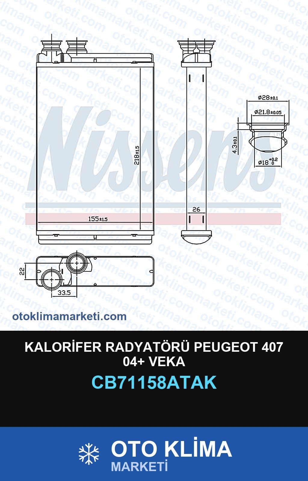 Kalorifer Radyatörü Peugeot 407 04+ Veka — KALORİFER PETEĞİ — VEKA marka — Uyumlu: PEUGEOT
